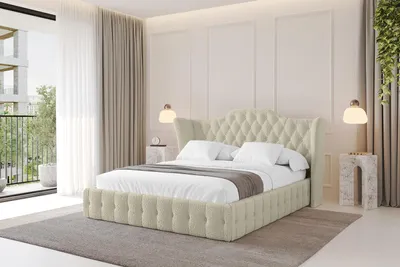 Produktbild von ALTDECOR Polsterbett mit Bettkasten - MODY - 180x200 Beige - Bett mit Matratze H3/H4, Kopfteil, Boxbett, Lattenrost, Doppelbett mit Stauraum D66