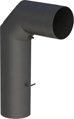 Produktbild von Ø 130 mm Ofenrohr Bogen lang - mit Tür und Drosselklappe - schwarz