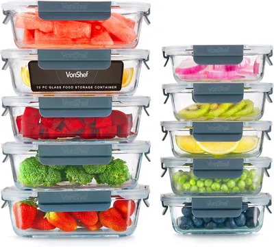 Produktbild von Glasbehälter – Set aus Brotdosen – Ideal für die Mahlzeitenplanung – Auslaufsicher – 10-teilig – Transparent