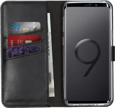 Immagine prodotto di Custodia a libro in vera pelle Selencia per Samsung Galaxy S9 - Nero