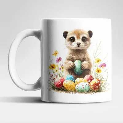 Produktbild von Ostern Erdmännchen Ostereier Kaffeetasse Teetasse Tasse Geschenkidee 325 ml – 5642708-Erdmannchen-02