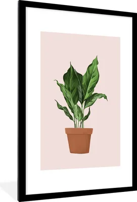 Produktbild von MuchoWow® MuchoWow® Gerahmtes Poster Pflanze - Blumentopf - Pastell 60x90 cm - Poster mit zchwarzem Bilderrahmen - Dekoration - Wandposter Wohnzimmer - Hochwertig