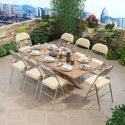 Image de Chaise pliante Lot de 4 Chaises de cuisine rembourrées Similicuir Chaise pliante confortable Cadre métallique solide 46x42x80cm Jaune
