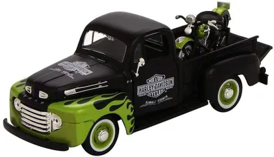 Obrázok produktu pre Maisto 32171 - Model auta - Ford F1 Pick-Up '48 + Harley FL Panhead '48 (čierno-zelený, mierka 1:24)