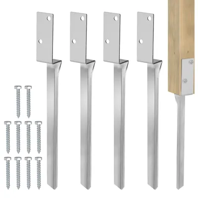Productafbeelding van Grondhuls - Grondanker paalhouder - Thermisch verzinkt staal - 50 cm - Set van 4 stuks - Voor tuin en speelhuis