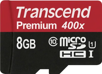 Obrázok produktu pre Transcend 8GB microSDHC Class 10 UHS-I, 8 GB, MicroSDHC, Trieda 10, MLC, 90 MB/s, Class 1 (U1)