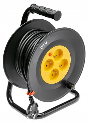 Imagen del producto de Carrete de cable GTV de 40 metros, con 4 enchufes, color