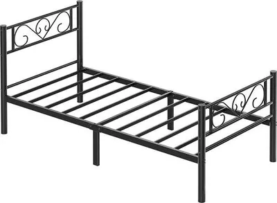 Produktbild von Famanu Metallbett Schwarz - Robuste Konstruktion mit Pulverbeschichtung - 198 cm x 91,8 cm x 86,4 cm