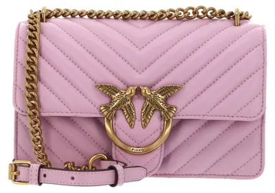 Produktbild von PINKO Umhängetasche Love One Mini DC Sheep Nappa Chevron Light Pink + Antique Gold rosa