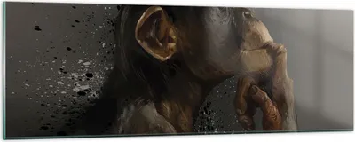 Produktbild von Bilder auf glas - Einteilig - Schimpanse Porträt Grafik - 90x30cm - Glasbilder - Wandbilder - Bilder - zum Aufhängen bereit - Wanddekoration aus Glas - Glas Bilder - Wandbild auf Glas - GAB90x30-4676