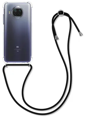 Produktbild von kwmobile Necklace Case kompatibel mit Xiaomi Mi 10T Lite Hülle - Silikon Cover mit Handykette - Band Handyhülle Schwarz Transparent