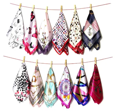 Imagen del producto de Pañuelos de seda estampados, 50 x 50 cm, 10 unidades, multifuncionales para la moda