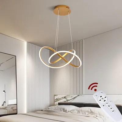 Produktbild von LED Pendelleuchte 9642 gold Hängelampe 50cm 96W mit Fernbedienung Lichtfarbe/Helligkeit einsetllbar dimmbar Deckenleuchte Leuchte