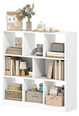 Produktbild von Bücherregal Standregal mit 8 Fächern Aufbewahrungsregal Würfelregal Bücherschrank für Wohnzimmer, Schlafzimmer, Büro, Weiß