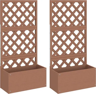 Immagine prodotto di vidaXL Fioriere con traliccio 2 pz. Marrone 65x33x135 cm WPC