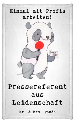 Produktbild von Mr. & Mrs. Panda Handtuch Pressereferent Leidenschaft - Weiß - Geschenk, Lustig, Gästetuch, gäste wc, Klein, badezimmer, Baumwollhandtuch, Spruch, Studium, Witzig