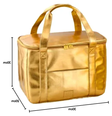 Produktbild von Große Kühltasche in Gold 42 x 20 x 30 cm - Einkaufstasche die kühlt und Chick aussieht mit ergonomischen Griffen