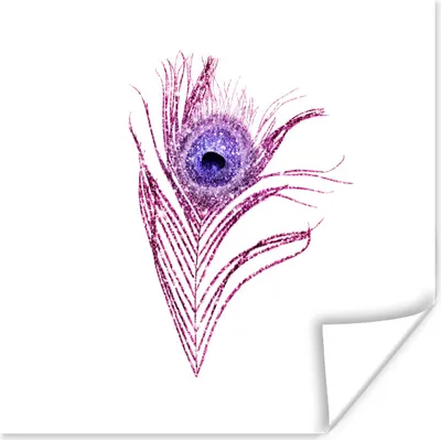 Produktbild von MuchoWow® Poster Pfauenfedern - Lila - Glitter 30x30 cm - Wandposter - Printing