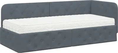 Zdjęcie produktu dla vidaXL Łóżko narożne ciemnoszare 80 x 200 cm aksamit