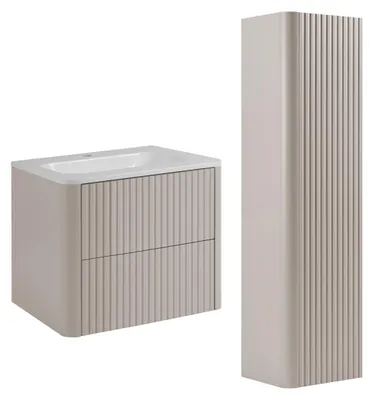 Produktbild von Badmöbel-Set Schrank 60 mit Waschbecken und Hochschrank, Kaschmir, 60,30 x 48,4 x 43,7 cm