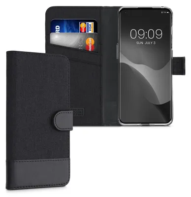 Produktbild von kwmobile Wallet Case kompatibel mit OnePlus 10 Pro 5G - Hülle mit Ständer - Handyhülle Kartenfächer Anthrazit Schwarz