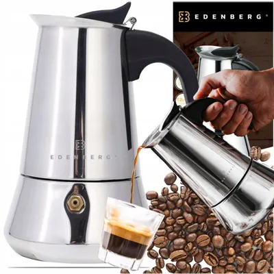 Obrázek produktu pro Velký kávovar na espresso, objem 450 ml, vhodný pro 9 šálků, kompatibilní s indukčními sporáky, plynovými sporáky, vyrobený z nerezové oceli