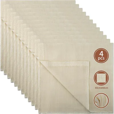 Productafbeelding van Kastdoek, kaasdoek, 4 stuks, 60x60 cm, 100% katoen, herbruikbaar, wasbaar, beige
