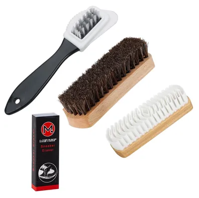 Productafbeelding van Schoenborstelset - Suède en nubuck - 4-delig - Paardenhaar - Beukenhout