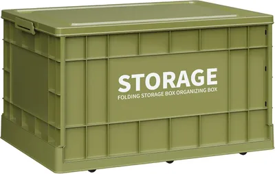 Produktbild von Faltbare Box mit Deckel, hohe Tragkraft, Transportbox, faltbare Aufbewahrungsbox, Campingbox, Kunststoff-Aufbewahrungsbehälter mit Deckel für Outdoor-Aktivitäten und Lagerung