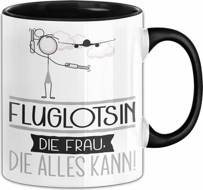 Produktbild von Fluglotsin Geschenk Tasse Becher Die Frau Die Allen Kann Geschenkidee für eine Fluglotsin Lustig (Schwarz)