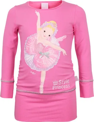 Produktbild von 81874 Disney Style Prinzess Mädchen Longshirt – Rosa, Gr. 104 – Zauberhaftes Longshirt mit Prinzessinnen-Motiv für kleine Märchentänzerinnen