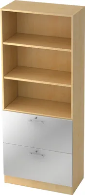 Produktbild von bümö office Hängeregister Kombi - 2 Schübe - Griff: Relinggriff (Kunststoff), Nachbildung Ahorn/Silber