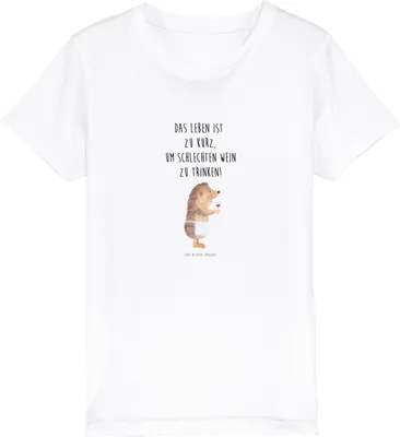 Produktbild von Mr. & Mrs. Panda Kleinkinder T-Shirt Igel Wein 12-14 Jahre (152/164) - Weiß - Geschenk, Öko Kinder, Weinglas, Teenager, Weißwein, Weinliebhaber, Kindershirt, Spruch