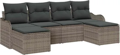 Immagine prodotto di vidaXL Set di divani da giardino con contenitore 6 pezzi in polirattan grigio