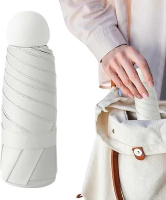 Image de Mini-parapluie portable pour femmes, protection contre la pluie et les UV, parapluie à 6 baleines pour la plage, les voyages, le camping, la pêche, le sport et l'usage quotidien, blanc