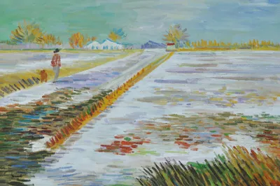 Obrázok produktu pre Vincent Van Gogh Art Print Obraz - Krajina so snehom, 1888 (80 x 120 cm)
