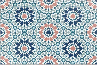 Produktbild von Pastellfarbenes geometrisches Kaleidoskop-Muster – Vinylteppich – 150x225 cm – Outdoor Teppich – Terrasse – Wetterfest – Modern