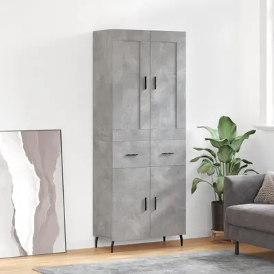 Produktbild von vidaXL Highboard Betongrau 69,5x34x180 cm Holzwerkstoff