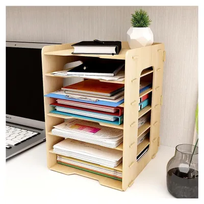 Produktbild von Dokumentenablage A4 mit 7 Fächern aus Holz für Schreibtisch und Büro