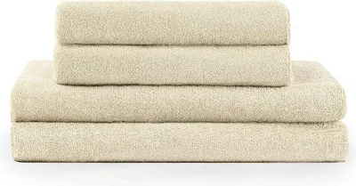 Productafbeelding van Famanu Handdoekenset: 2 badhanddoeken (70x140 cm) + 2 handdoeken (50x100 cm) - zacht en absorberend, 100% katoen, gecertificeerd volgens 100, kleur: zand