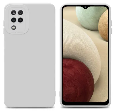 A product shot showing a phone case from the back and a phone with a case from the front.
