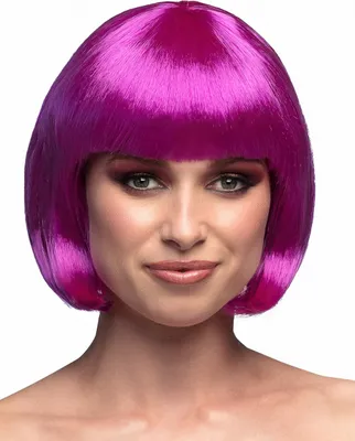 Productafbeelding van Glanzende discokapsel voor dames, boblijn, roze kleur - one size