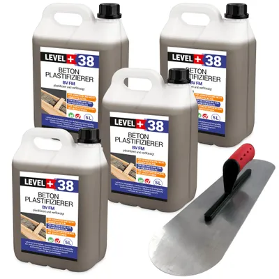 Produktbild von Set 20L Betonverflüssiger BODENLEGERKELLE ZWEISEITIG HALBRUND PROFI SET353