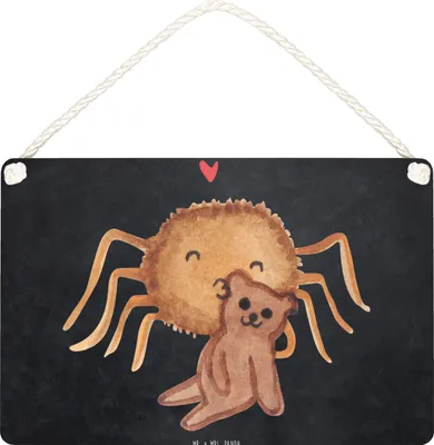 Produktbild von Mr. & Mrs. Panda Schild Spinne Agathe Teddy DIN A6 - Kreidetafel - Geschenk, Miteinander, Treue, wandhänger, Liebesbeweis, holzbild, Dankeschön, Wandschild, Wandbild Holz
