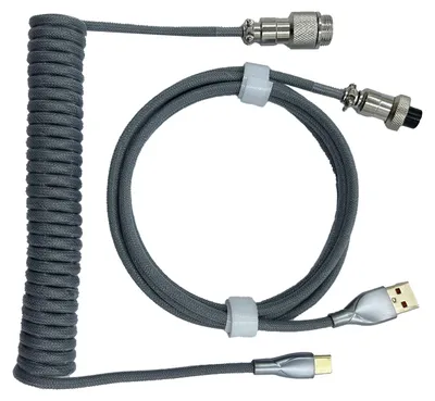 Obrázek produktu pro Herní klávesnicový kabel – profesionální navíjecí kabel s odolným konektorem pro mechanické klávesnice, stříbrnošedý