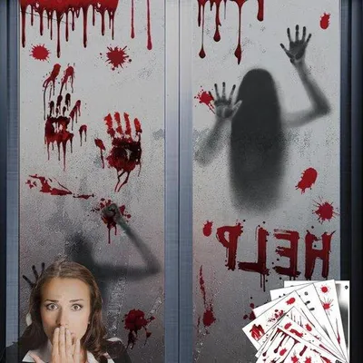 Obrázek produktu pro Halloweenské výšivky do interiéru – 7 listů s krvavým motivem