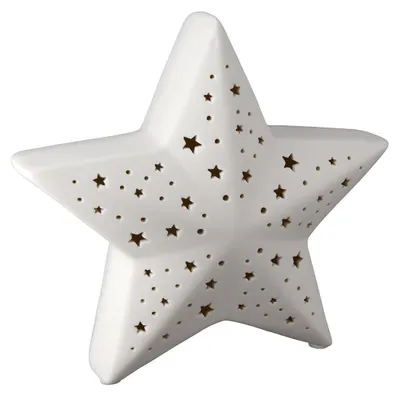 Obrázok produktu pre GILDE Dekoratívny predmet (LED), hviezda, "Lichterglanz", porcelán, biely, , d. 9 cm, š. 18,5 cm, v. 17 cm 25582