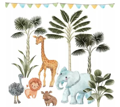 Produktbild von Wandtattoo Tiere, Safari, Afrika, mit umweltfreundlichen, geruchsneutralen Druckfarben - Wandsticker, Wandaufkleber Kinder 100 x 170 cm