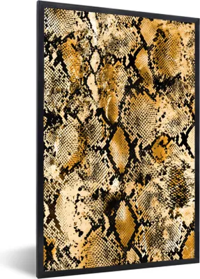 Produktbild von MuchoWow® Gerahmtes Poster Tierhaut - Schlange - Gold 20x30 cm - Poster mit Schwarzem Bilderrahmen Wandposter Rahmen Foto Bilder - Drucken - Bilder Poster im Rahmen