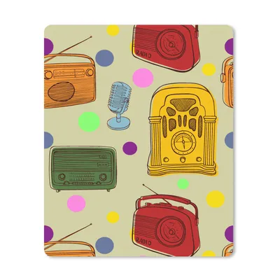 Produktbild von MuchoWow® Mauspad Mousepad Vintage - Radio - Mikrofon - Muster 30x40 cm - Mousepads - Maus Mat - Pad - Mausunterlage - Mausmatten